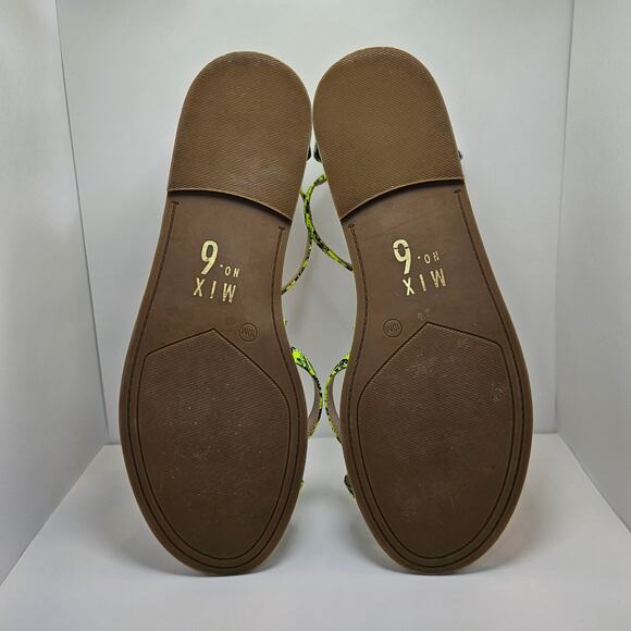 Mix No. 6 Highlighter Yellow Snakeskin Strappy Flat Sandals - US Women's… - Picture 4 of 5